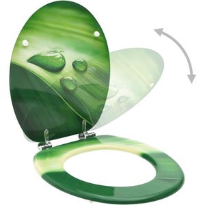 vidaXL Toiletbrillen Waterdruppel MDF Groen 2 st Toiletbril - Wc-bril - Bidet - Badkamermeubel - Sanitair