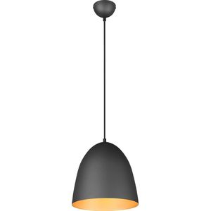 LED Hanglamp - Hangverlichting - Torna Lopez - E27 Fitting - 1-lichts - Rond - Mat Zwart/Goud - Aluminium
