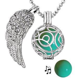 Quiges Engelenroeper 18mm Bolhouder met Ketting 90cm en Bolletje - Dames - Zilverkleurig Cirkels - EBS18020