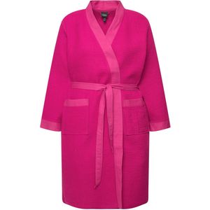 Ulla Popken Grote maten grote maten grote maten badjas, sjaalkraag, riem, wafelpiqué, lange mouwen, fuchsia, 42-44
