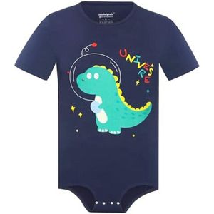 Heren Korte Mouw Pyjama Bodysuit Leotard Top Eendelig Romper Drukknopen Kruik Shirt Dinosaurus