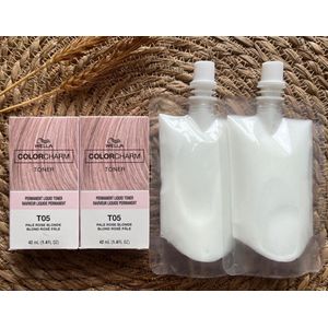 DUOPACK - Wella Color Charm Liquid Toner - T05 + developer - Pale Rose Blonde - Wella toner - Haartoner - Haarkleuring - Lichtroze - Rose Blond - Pink Hair - Pink Blonde