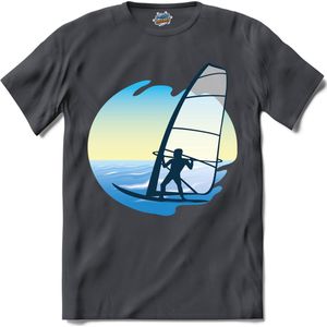 Windzeilen Met Zeiler | Wind zeilen - Boot - Zeilboot - T-Shirt - Unisex - Mouse Grey - Maat L