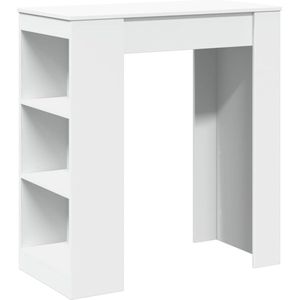 vidaXL - Bartafel - met - rekken - 95x47x103,5 - cm - bewerkt - hout - wit