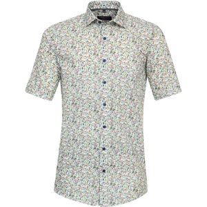 CASA MODA Sport comfort fit overhemd - korte mouw - popeline - groen dessin - Strijkvriendelijk - Boordmaat: 39 - 40