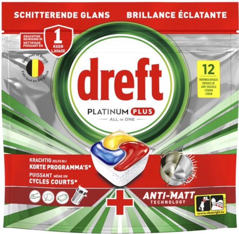 Dreft - Platinum Plus All-in-One Anti-Matt - Vaatwastabletten - 72 Tabs - 185 Gram