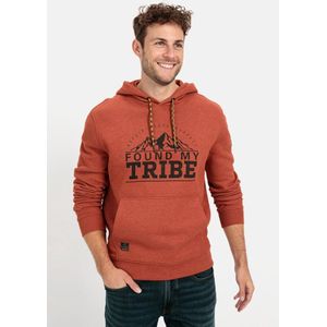 camel active Sweatshirt met capuchon gemaakt van een katoenmix - Maat menswear-3XL - Rood
