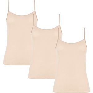 3-Pack Bamboe Onderhemd Topje - Camisole met verstelbare spaghettibandjes - Beige - Maat S/M