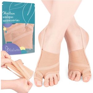 Hallux Valgus Grote Teencorrector - Teenspreider en Beschermer Grote teen - maat L - Stoffen bunionbandage, ideaal voor gebruik bij pijnlijke knobbels en overlappende tenen.