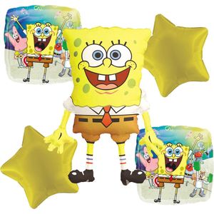 Amscan – Spongebob Squarepants – Ballon set – 5-Delig – Helium ballon – Folieballon - Versiering - Kinderfeest.