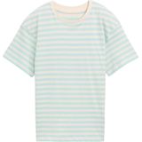 TOM TAILOR - Shirt - Beige - Gestreept - Ronde Hals - Kwartmouw