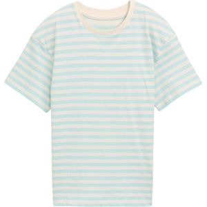 TOM TAILOR - Shirt - Beige - Gestreept - Ronde Hals - Kwartmouw