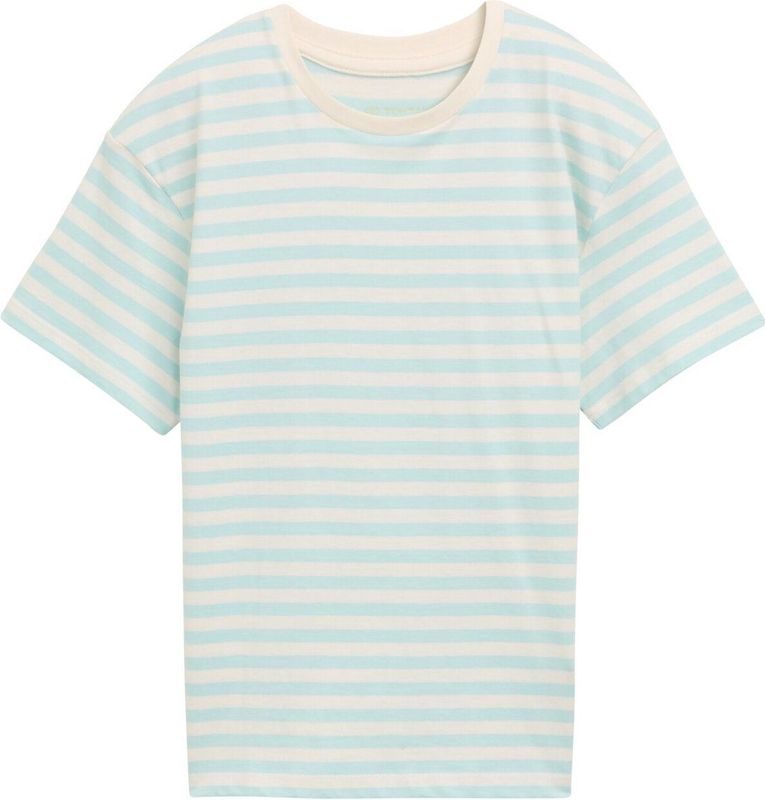 TOM TAILOR - Shirt - Beige - Gestreept - Ronde Hals - Kwartmouw