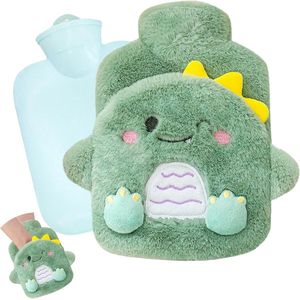 Schattige groene dinosaurus kruik, dinosaurus kruik met warme handschoenen, pluche hoes, afneembaar en wasbaar, getest op afwezigheid van schadelijke stoffen