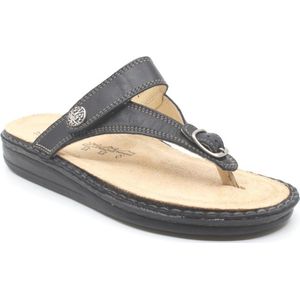 FinnComfort - Alexandria S - Teenslipper - Zwart - Wijdte H, Uitneembaar Kurken Voetbed