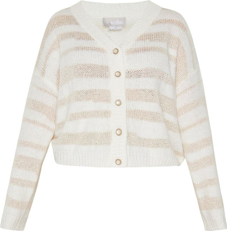 Usha Gebreid vest  crème / eierschaal