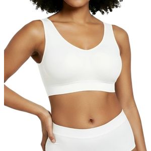 Comfort BH zonder beugel - Maat S - Wit - Met uitneembare bh vulling - bamboe bh - Extra comfortabele Sport BH - Zwangerschaps bh - Beugelloze bh - met push up - Magic bra - met pads