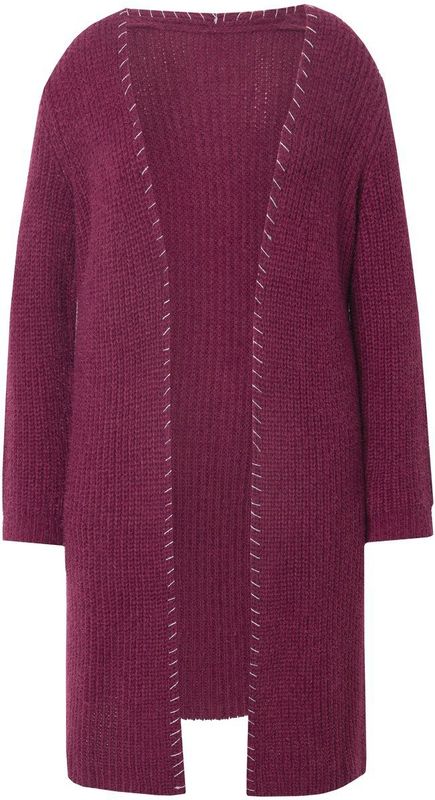 MIAMODA MIAMODA - Dames - Vest extra lang hals met siersteek - Purper - Maat 42+