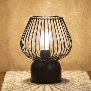 Delaveek-Kopjes IJzeren Decoratieve Tafellamp - Zwart - 16*16*25cm -Met LED Warm Licht