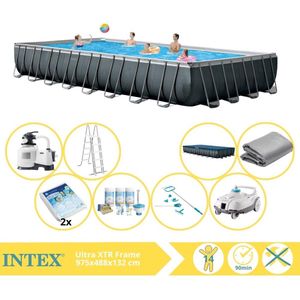 Intex Ultra XTR Frame Zwembad - Opzetzwembad - 975x488x132 cm - Inclusief Onderhoudspakket, Glasparels, Onderhoudsset en Luxe Zwembad Stofzuiger