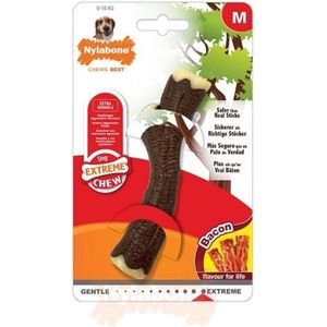 Nylabone Extreme kauwbot - Nylon Houten stok met baconsmaak - Voor de Krachtigste Kauwers - In Medium of Extra Large - X-Large