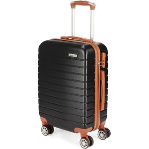 BRUBAKER Handbagage Koffer Paris - Reistrolley met Cijferslot, 4 Wielen en Comfort-Handgrepen - 37 x 56 x 22 cm - ABS Hardcase Trolley (M - Zwart en Lichtbruin)