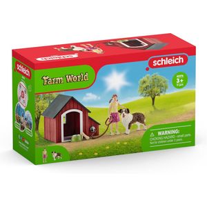 schleich FARM WORLD - Hondenhok - Speelfigurenset - Kinderspeelgoed voor Jongens en Meisjes - 3 tot 8 jaar - 5 Onderdelen