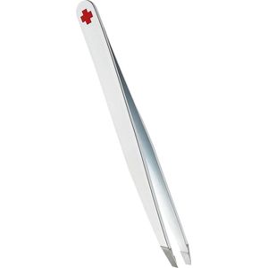 Schuin antislip cosmetische pincet van roestvrij staal - wit - wenkbrauwpincet