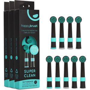 Opzetborstels voor elektrische roterende tandenborstel - Compatibel met meerdere modellen - Zwart - 3x3 stuks