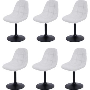 Set van 6 eetkamerstoelen MCW-A60, keukenstoel draaistoel, staal MVG stof/textiel chenille (465g/m²) ~ crème