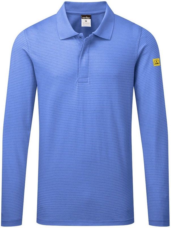 Portwest - AS23 - Polo Lange Mouw - Hamilton Blauw - Antistatisch