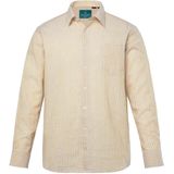 Boston Park - Heren - Boston Park Linnenmix-streepshirt lange mouwen Kentkraag - Geel - Maat 3XL