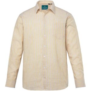 Boston Park - Heren - Boston Park Linnenmix-streepshirt lange mouwen Kentkraag - Geel - Maat 3XL