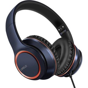 StayPowered Hoofdtelefoon - Kraakhelder Geluid - Maximaal Comfort - Ultrabrede Compatibiliteit - Knoopvrij Nylon Koord - Lichtgewicht & Opvouwbaar - Ingebouwde Microfoon - Verstelbaar Design - Zwart/Goud - Levering Sneller Dan Aangegeven!