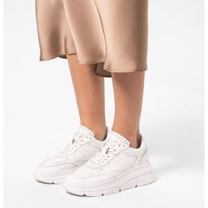 Manfield - Dames - Witte leren sneakers - Maat 42