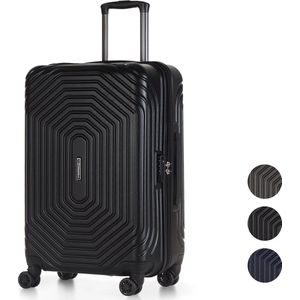 ©TROLLEYZ - Florence No.7 - Trolley - 55cm met TSA slot - Dubbele wielen - 360° spinners - 100% ABS - Handbagage koffer in Night Black