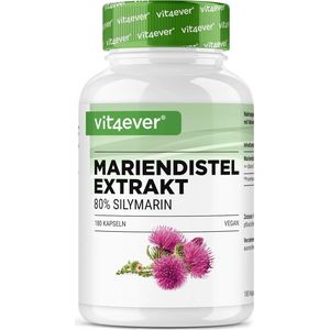 Mariadistelextract - 180 Capsules - 500 mg - 80% Silymarinegehalte - Veganistisch