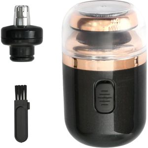 Oplaadbaar elektrisch scheerapparaat met neustrimmer en schoonmaakborstel voor mannen in zwart - 2-in-1 Capsule scheermes