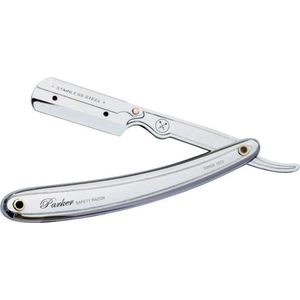 Parker Klassiek Chroom - RVS Barbiermes - Barbermes - Shavette RS1 Roestvrij Staal incl 1 Mesjes - scheermes - open nife - barbiermes - kappersmes - open scheermes