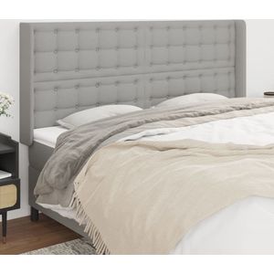 The Living Store Hoofdbord met randen 203x16x118/128 cm stof lichtgrijs - Hoofd Bord - Hoofdkussen - Beddecoratie - Slaapkamervloer - Modern Interieur