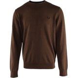 Fred Perry - Gebreide Trui - Bruin - 52% Wol, 48% Katoen - Ronde Hals, Regular Fit