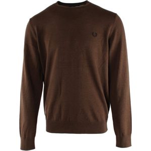 Fred Perry - Gebreide Trui - Bruin - 52% Wol, 48% Katoen - Ronde Hals, Regular Fit