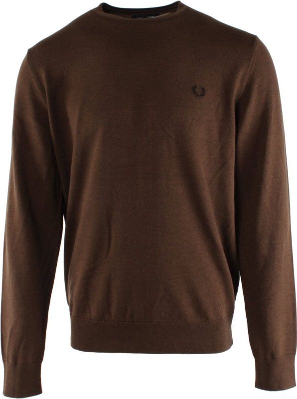 Fred Perry - Gebreide Trui - Bruin - 52% Wol, 48% Katoen - Ronde Hals, Regular Fit