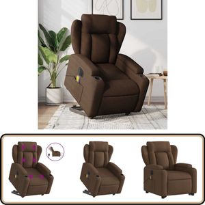 vidaXL Sta-op-massagestoel - Elektrisch verstelbaar - Bruin Elektrische Massagestoel - Sta-opstoel - Fauteuil - Ergonomische Stoel - Relaxstoelen