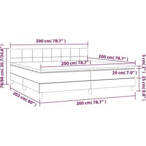 vidaXL Boxspring met matras stof donkerbruin 200x200 cm