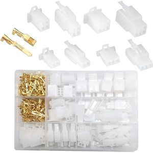 Connectors Set met platte hulzen, crimp connectoren, kabelnokken en behuizingen voor auto's, motorfietsen en meer