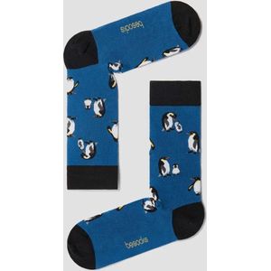 Grappige Sokken Blauw met Pinguins in Bio katoen maat 36-40 - Pinguins - Zacht - Trendy geschenk - Trendy Cadeau - Verjaardag - Geschenk
