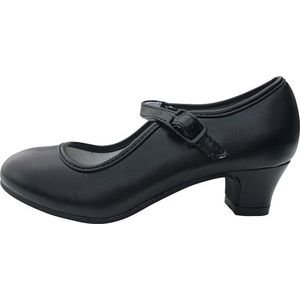 Spaanse schoenen zwart Flamenco verkleed schoenen - maat 42 (binnenmaat 26,5 cm) bij jurk