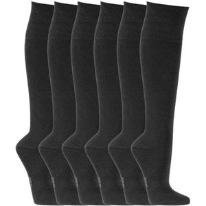 Kniekousen | Elastiek vrije boord | Kleur: Zwart | Maat: Diverse maten | 6 paar