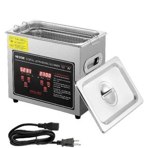 Vevor - Ultrasoon reiniger - RVS - Draagbaar - 33-40 kHz - 220V - Reinigingsapparaat voor Sieraden en Brillen - Capaciteit 10L - Zilver